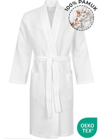 Resim %100 Pamuk Pike Bornoz - Kimono Otel Bornozu, Spa Için Ideal, Günlük Kullanıma Uygun 