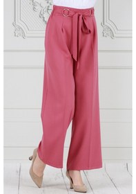Resim Sevitli Halka Detay Bol Paça Pantolon-pembe-3676-pembe Pembe 