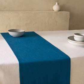 Resim Genoa Dokuma Keten Leke Tutmaz Runner 50x150 cm Petrol Mavisi - 50x150 cm 