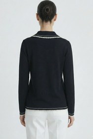 Resim Siyah Ekru Biyeli Kadın Kazak - SİYAH-EKRU / S 