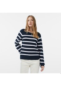 Resim Nautica Kadın Lacivert Regular Fit Kazak Çizgili 57s114t Siyah 