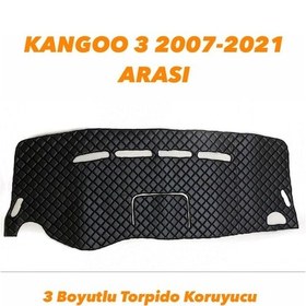 Resim KANGOO 3 2007-2021 ARASI 3 BOYUTLU VİP DERİ TORPİDO KORUYUCU 