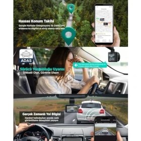 Resim Uray Home G500H Ön 3k-Arka 1080P 160° Geniş Açı Gece Görüşü Dahili Gps Akıllı Araç Içi Kamera 