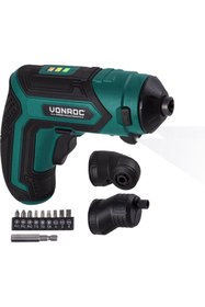 Resim Vonroc Akülü Tornavida – 4v – Dahil. Uç Tutucu, Eksantrik Ve Açılı Bağlantı, Uç Seti Ve Şarj Cihazı 