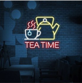 Resim Tea Tıme Yazılı Ve Şekilli Neon Tabela Çok Renkli 