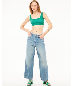 Resim Bol Kesim Spor Kadın Jean Pantolon 001 