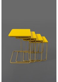 Resim Tekerleksiz - Vegas Zigon Sehpa 4 Lü - Gold - Sarı 