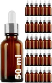 Resim Afracam Amber 50 ml Metal Gümüş Sızdırmaz Kapaklı Dropper Damlalık Cam Şişe 30 Adet 