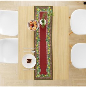 Resim Renkli Limon Desenli Runner 140x45cm Ince Keten, Uluslararası Yıkama Ve Solmama Sertifikası Çok Renkli 