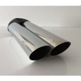 Resim Çift Çıkış Nikelaj Egzoz Ucu Uzun Eksoz Sessiz 