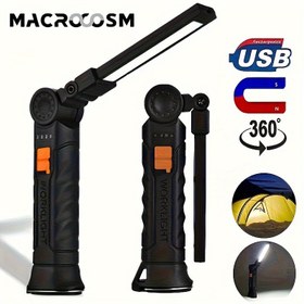 Resim Araç Yan Işık ile Çok Fonksiyonlu Çalışma Lambası, USB Şarj Edilebilir, LED El Feneri, Dış Mekan Kamp Balıkçılık Noel Hediyesi için Manyetik Tutma Aparatı 