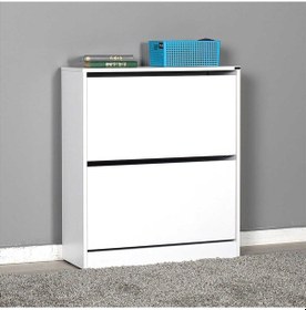 Resim Flat Duo 2 Katlı Geniş Ayakkabılık Dolabı - Beyaz 