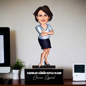 Resim Kendine Güvenen Kadın Karikatürlü Biblo 