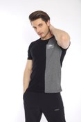 Resim Escetic Siyah Erkek Ragular Kalıp Pamuklu Abd Pike Nefes Alabilen Spor T-shirt 0895 