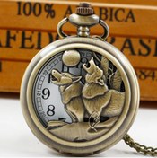 Resim keyfimshop Kişiye Özel Kurt Görünümlü Büyük Boy Kuvars Köstekli Kolye Saat 