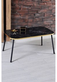 Resim Uslucan Alışveriş Zigon Sehpa Ve Orta Sehpa Kombin Set Siyah Ayak Altın Bendir 3201 Çok Renkli 