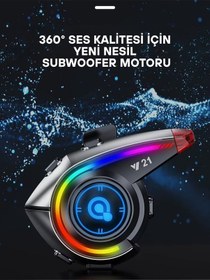 Resim Wearfitpro Y21 Rgb Işık Efektli İntercom Bluetooth Motosiklet Kask Kulaklığı İntercom Kulaklık 