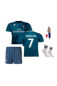 Resim Yenteks Ronaldo Turkuaz Real.Madrid. Çocuk Futbol Forması Forma+Şort (Çorap+Bileklik) Hediye 