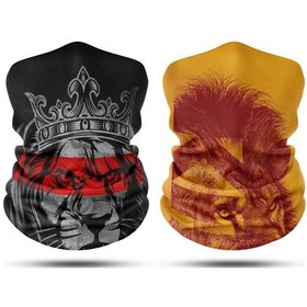 Resim Dair Aslan King Desenli 2'li Set Boyunluk Bandana Outdoor Balaklava Yüz Maskesi Kafa Bandı 