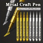 Resim 4PCS Fırça Metalik Marker Kalemler Fırça Ucu Sert Nib Seti Altın Gümüş Kalıcı Sanatçı İllüstrasyon El Sanatları Scrapbooking Kumaş METAL Ahşap Cam Kağıt 