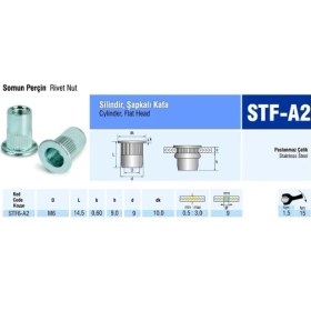 Resim Piton Perçin Silindir Şapkalı Kafa Paslanmaz Çelik Somun Perçin M6 Metrik 6 - 500 Adet 