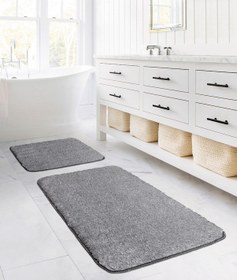 Resim Koza Home Koza Home Segura Peluş Gri Kaydırmaz Taban Banyo Paspası Gri 