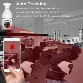 Resim Lisinya Wifi 360 Panoramik Ampul Kamera Güvenlik Kamerası Çift Wifi 360 Derece Gece Görüşlü 