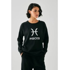 Resim Moda Kadın Siyah Balık Burcu Oversize 2 Iplik Eşofman Ev Giyim Takımı Beruflic 