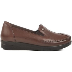 Resim Kahve Hakiki Deri Anatomik Kadın Casual Ayakkabı 664 Z Kahve 