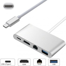 Resim Type C Usb 3.0 Hdmi RJ45 Ethernet 4K Görüntü Aktarım Dönüştürücü 