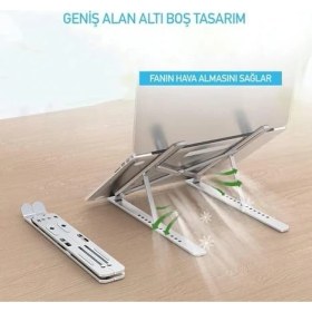 Resim Zenwaya Store Taşınabilir Metal Laptop Standı, Kaymaz, Tüm Laptoplarla Uyumlu, Katlanabilir Dizüstü Bilgisayar Tutucu 