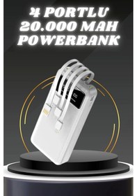 Resim Powerbank Şarj Cihazı 4 Çıkışlı 20.000 Mah Powerbank Kompakt Yüksek Kapasiteli Hızlı Şarj Çok Renkli 