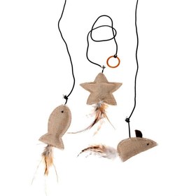 Resim Karlıe Tüylü Ve İpli Kedi Oyuncağı 10 Cm 