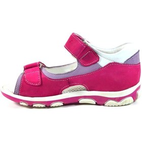 Resim Bayrak Ty.11 Hakiki Deri Pembe Mor Ortopedik Kız Çocuk Sandalet Mor - Pembe 