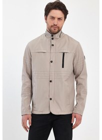 Resim Sivaist Erkek Açık Krem Regular Uzun Mevsimlik Pamuk Polyester Karışımlı Safari Mont - Taş Rengi Taş 