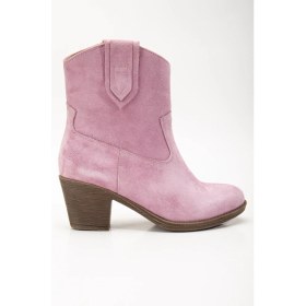 Resim Analin Shoes Kadın Deri Yumuşak Süet Western Kovboy Bot - Pembe Süet 