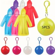 Resim 5 adet Renkli Acil Su Geçirmez Yağmurluk Anahtarlık Toplarıyla - Canlı Renkler (Sarı, Kırmızı, Pembe, Mavi, Mor) - Kamp, Yürüyüş, Açık Hava Aktiviteleri, Spor ve Eğlence Parkı için Hafif, Kompakt, Dayanıklı ve Şık 