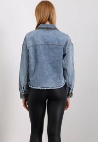 Resim Hatun Atila Kadın İşlemeli Kot Ceket 8584 - S 