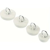 Resim Willowhaven 4 Adet Banyo Küvet Tıpası, Askı Halkalı Beyaz Lastik Lavabo Tıkaçları 