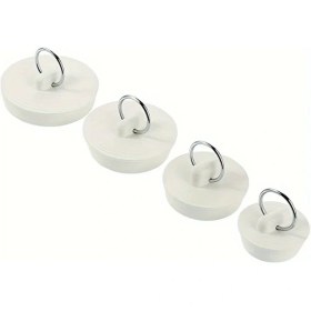 Resim Willowhaven 4 Adet Banyo Küvet Tıpası, Askı Halkalı Beyaz Lastik Lavabo Tıkaçları 