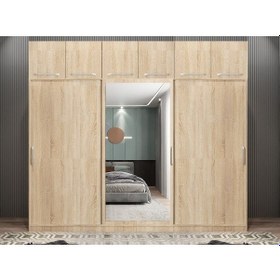 Resim Runa Sürgü Kapaklı Gardırop Yüklüklü Meşe 240cm 