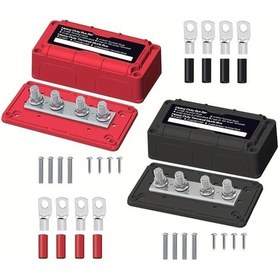Resim Motion003 300a 12v Otobüs Barı Modülü Kırmızı Siyah Aksesuarsız Ağır Hizmet Tipi 4x M8 Terminalleri Deniz Otomotiv Karavan Kamyon Güç Dağılımı 
