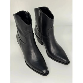 Resim Love Shine Luxe Kovboy Kadın Bot Siyah ve Kahverengi Büyük Numara Suni Deri Western Tarz 