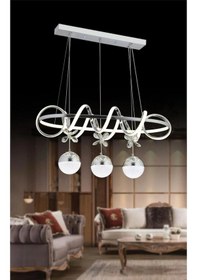 Resim Ey-El Tasarım Kuzey Sıralı Kromkaplamalı 3 Renk Sarkıt Led Avize Modern Krom 