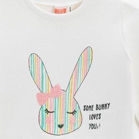 Resim Kız Bebek Bonito Tavşan Baskılı Sweatshirt Pamuklu 