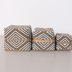 Resim Bali Mocha Boncuklu Bambu Saklama Kutuları 3 lü SET 