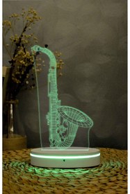 Resim Yubi Design Saksafon , Saxophone - 3 boyutlu led lamba 16 renk dekoratif anime gece lambası 3D 