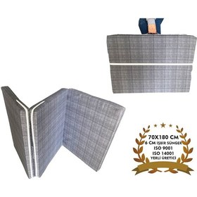 Resim Katlanır Kamp Yatağı Çadır Yatağı Sünger Yatak Fermuarlı 70x180 Cm 6 Cm Gri 
