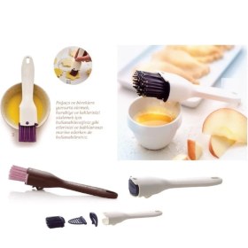 Resim Beyaz-Mor Silikon Yumurta ve Hamur Fırçası, Pratik ve Kullanışlı Mutfak Aracı 