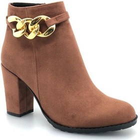 Resim Feles Yandan Zincirli Klasik Kadın Bot Taba 
